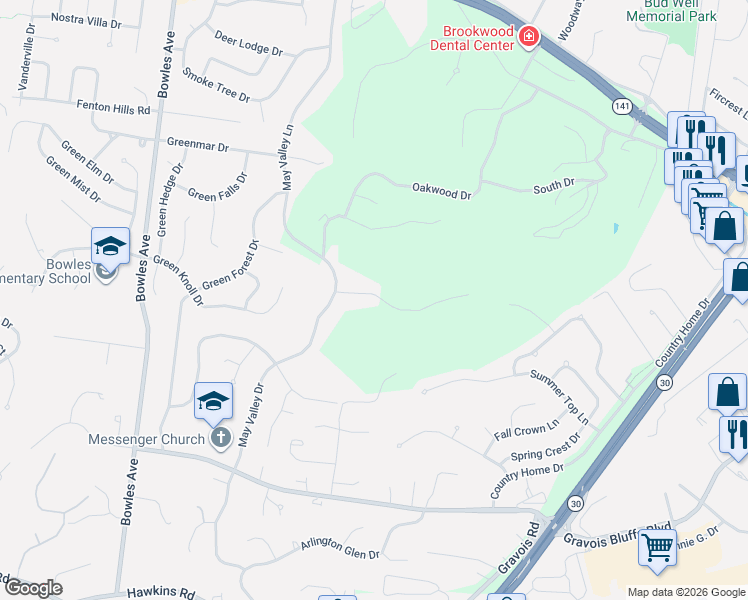 map of restaurants, bars, coffee shops, grocery stores, and more near 1054 Green Mountain Court in Fenton
