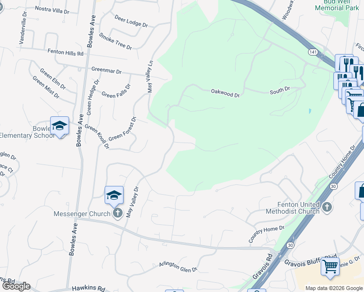 map of restaurants, bars, coffee shops, grocery stores, and more near 1054 Green Mountain Court in Fenton