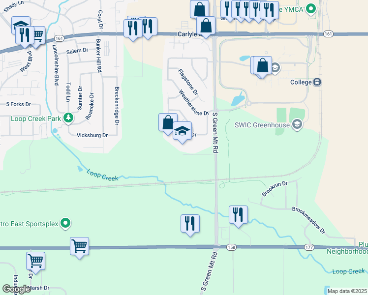 map of restaurants, bars, coffee shops, grocery stores, and more near 2401 Pathways Crossing in Belleville