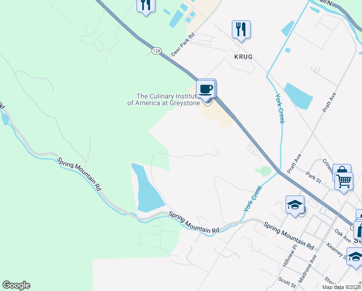 map of restaurants, bars, coffee shops, grocery stores, and more near 2491 Spring Mountain Road in Saint Helena