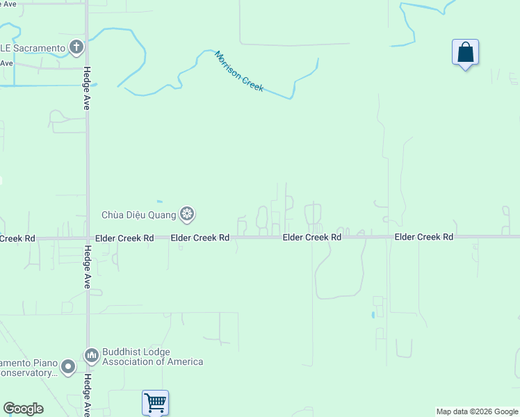 map of restaurants, bars, coffee shops, grocery stores, and more near 9351 Elder Creek Road in Sacramento