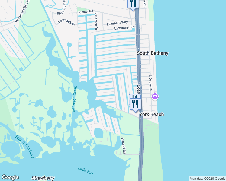 map of restaurants, bars, coffee shops, grocery stores, and more near 401 Victoria Road in Bethany Beach