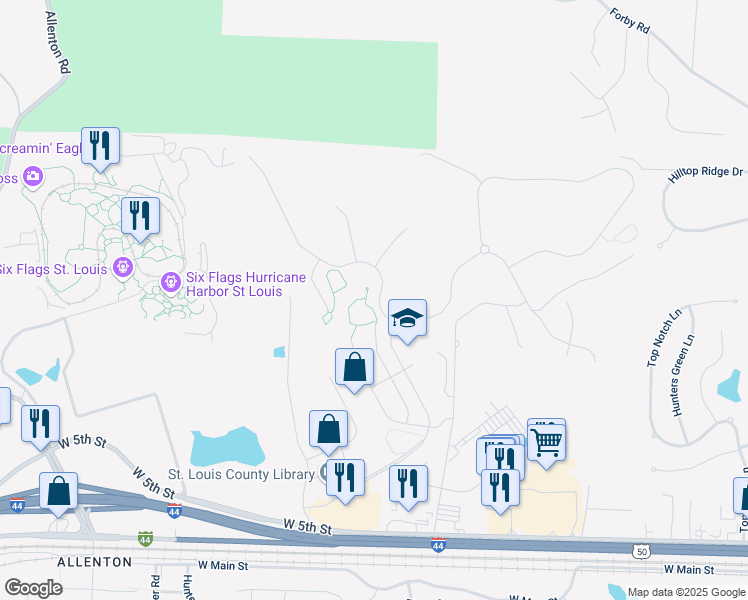 map of restaurants, bars, coffee shops, grocery stores, and more near 5229 Eagle Wing Court in Eureka