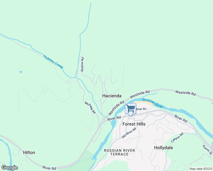 map of restaurants, bars, coffee shops, grocery stores, and more near 11095 Dell Avenue in Forestville