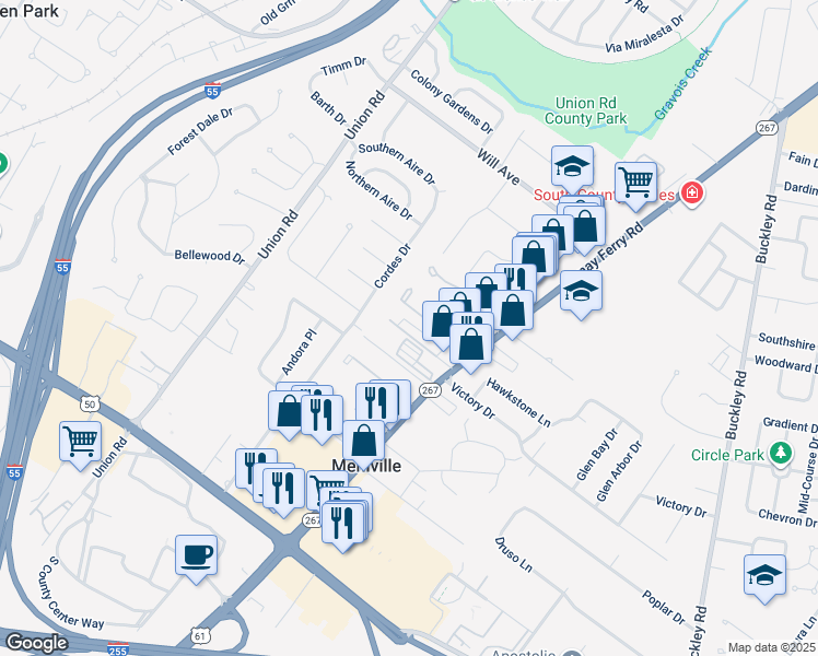 map of restaurants, bars, coffee shops, grocery stores, and more near 3759 Hickory House Lane in St. Louis