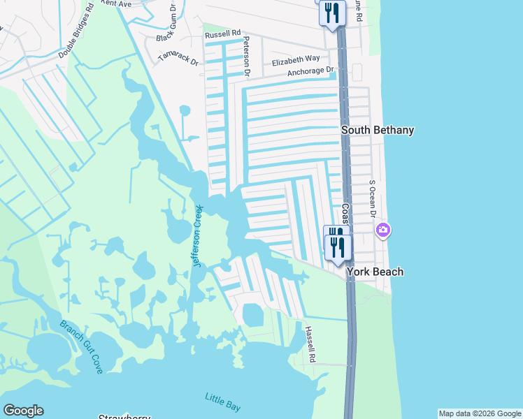 map of restaurants, bars, coffee shops, grocery stores, and more near 412 Kimberly Road in Bethany Beach