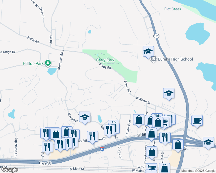 map of restaurants, bars, coffee shops, grocery stores, and more near 300 Forby Road in Eureka