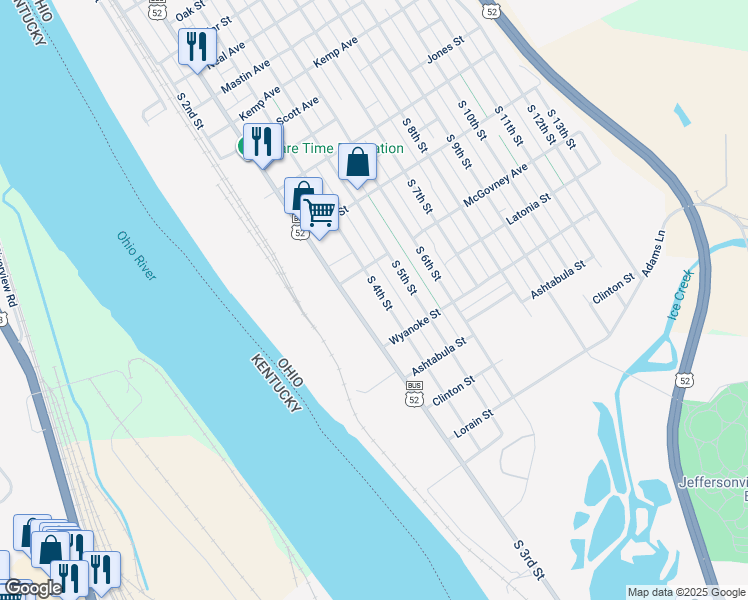map of restaurants, bars, coffee shops, grocery stores, and more near 2637 South 3rd Street in Ironton