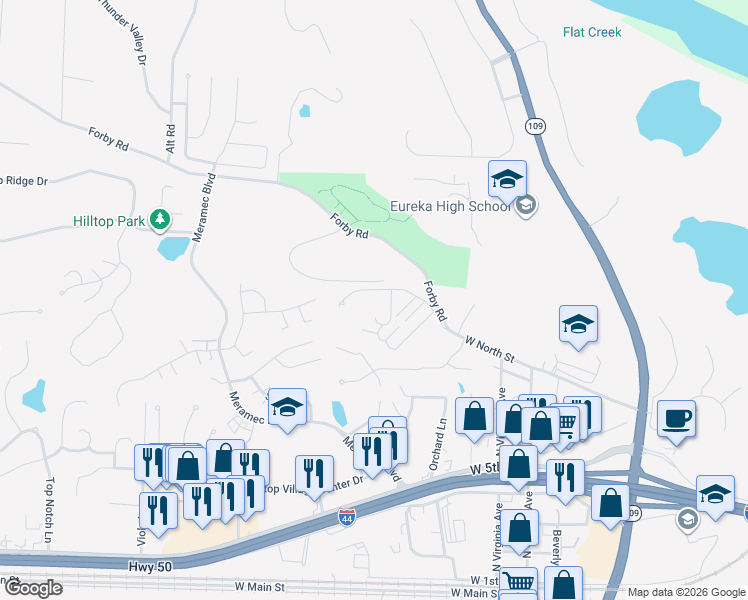 map of restaurants, bars, coffee shops, grocery stores, and more near 300 Forby Road in Eureka