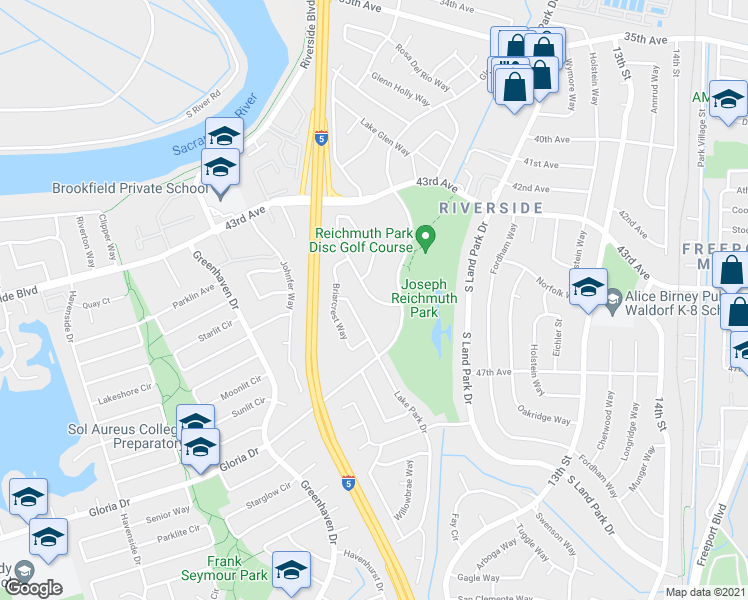 map of restaurants, bars, coffee shops, grocery stores, and more near 6288 Fennwood Ct in Sacramento