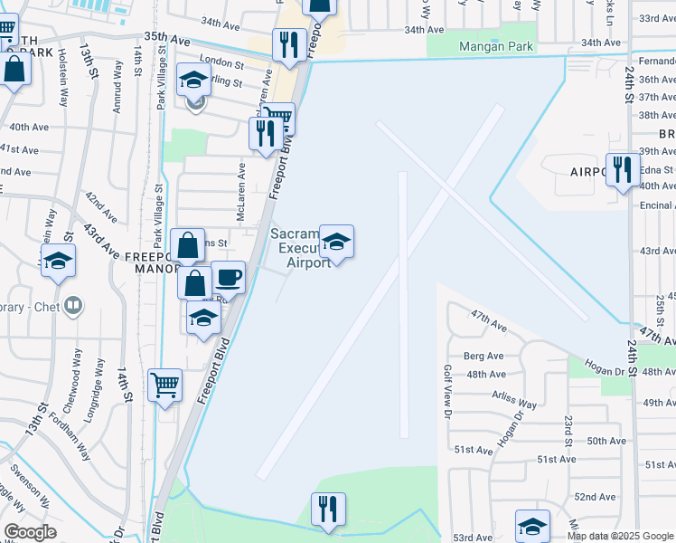 map of restaurants, bars, coffee shops, grocery stores, and more near in Sacramento