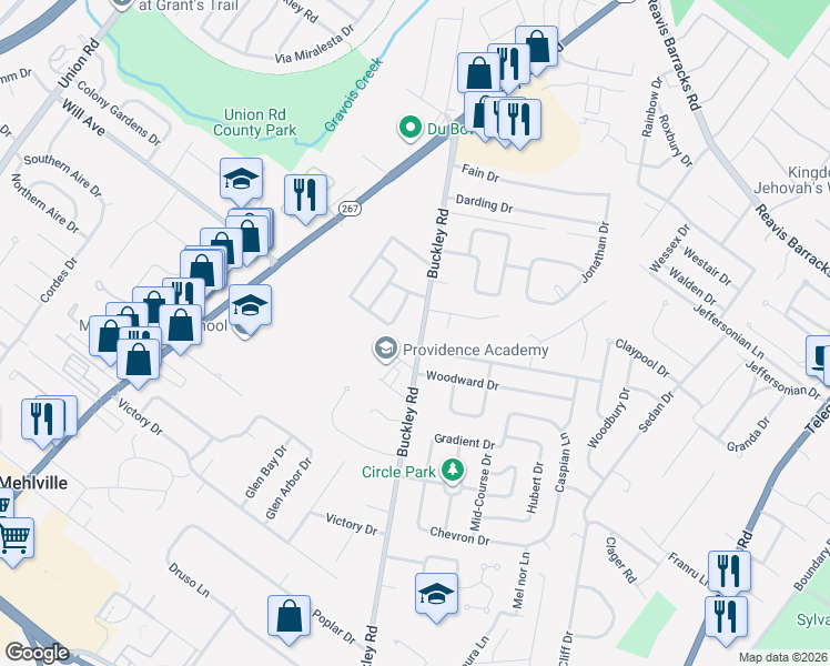 map of restaurants, bars, coffee shops, grocery stores, and more near 789 Southshire Drive in St. Louis