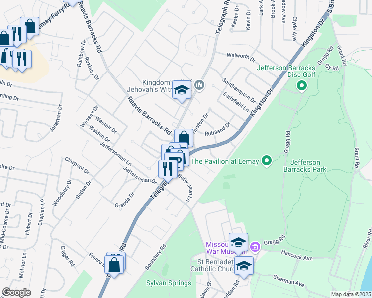 map of restaurants, bars, coffee shops, grocery stores, and more near 309 Sigsbee Avenue in St. Louis