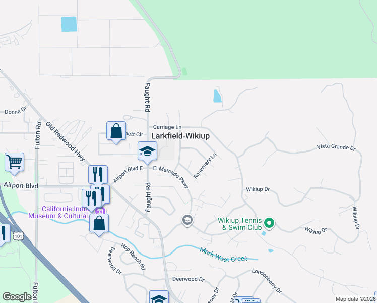 map of restaurants, bars, coffee shops, grocery stores, and more near in Larkfield-Wikiup