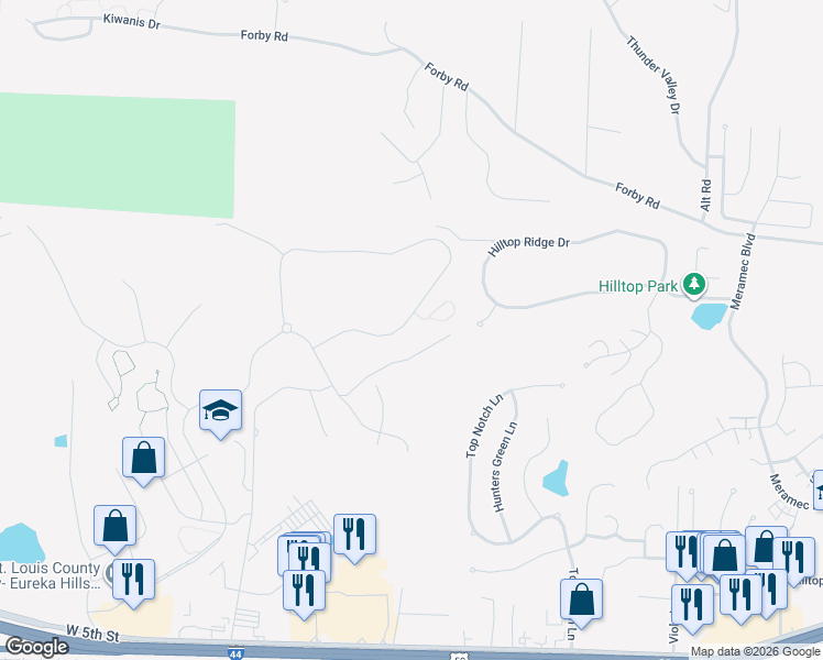 map of restaurants, bars, coffee shops, grocery stores, and more near 17440 Wyman Ridge Drive in Eureka