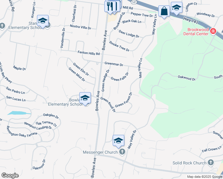 map of restaurants, bars, coffee shops, grocery stores, and more near 664 Greenhurst Court in Fenton