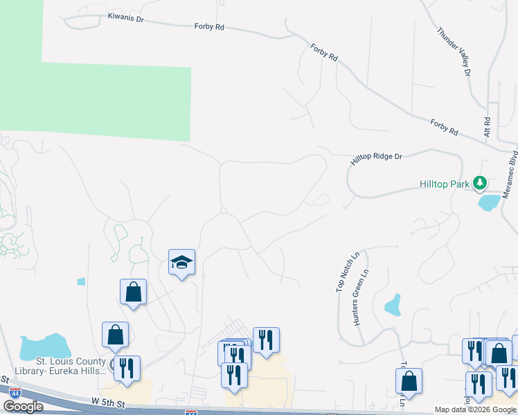 map of restaurants, bars, coffee shops, grocery stores, and more near 17412 Wyman Ridge Drive in Eureka