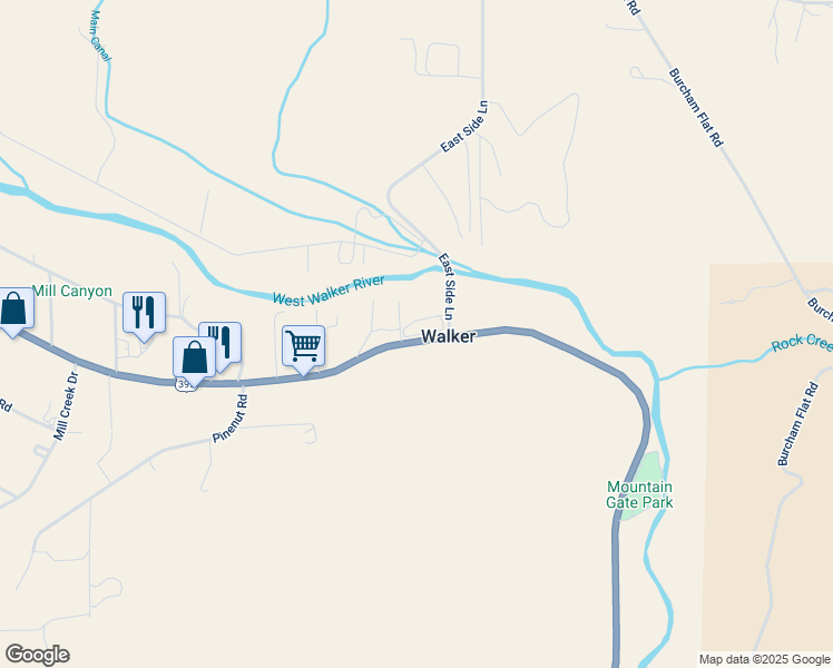 map of restaurants, bars, coffee shops, grocery stores, and more near 26 Hfu Circle in Coleville