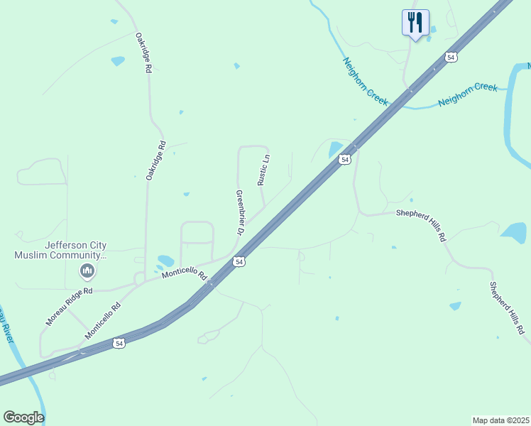 map of restaurants, bars, coffee shops, grocery stores, and more near 4001 Dewberry Drive in Jefferson City