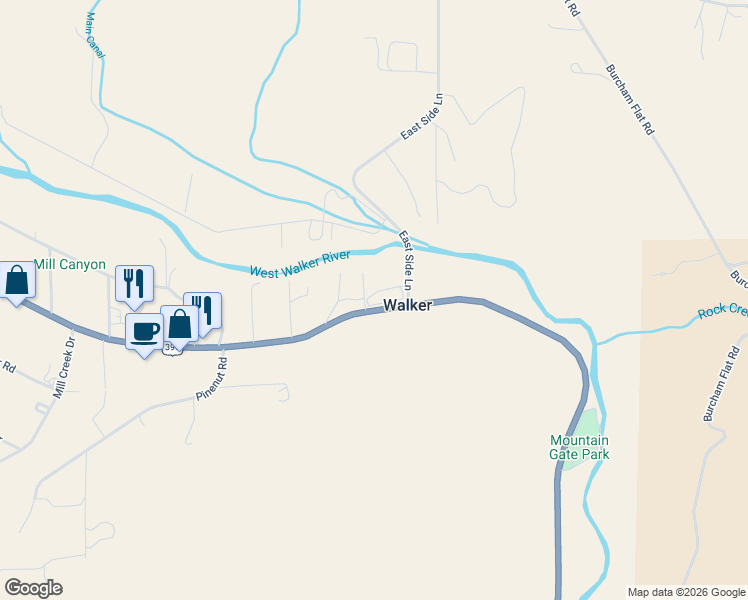map of restaurants, bars, coffee shops, grocery stores, and more near 26 Hfu Circle in Coleville