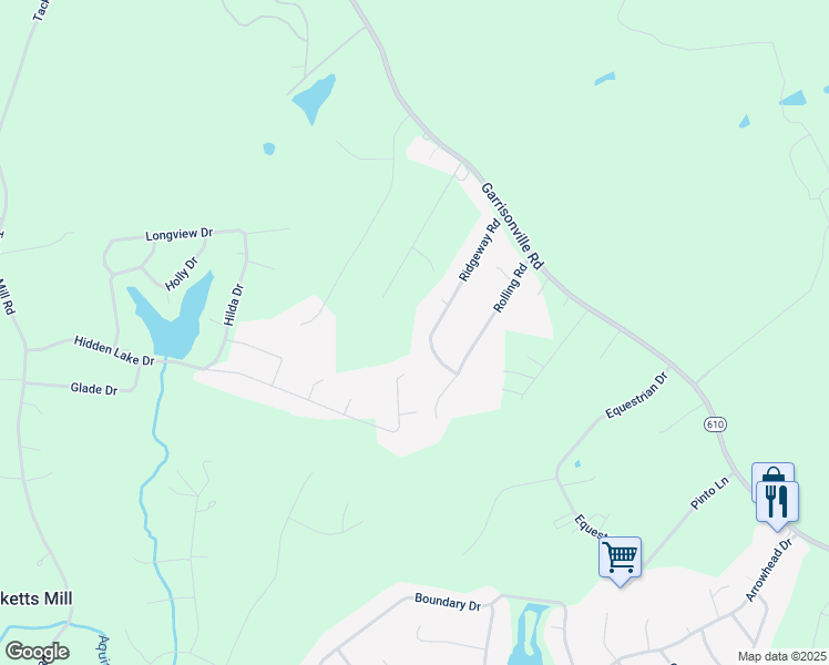 map of restaurants, bars, coffee shops, grocery stores, and more near 18 Ridgeway Road in Stafford
