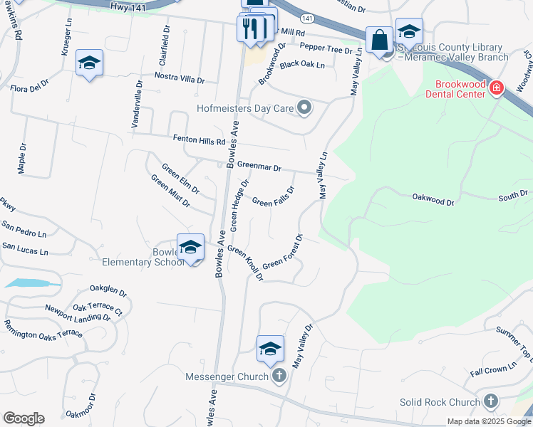 map of restaurants, bars, coffee shops, grocery stores, and more near 664 Greenhurst Court in Fenton