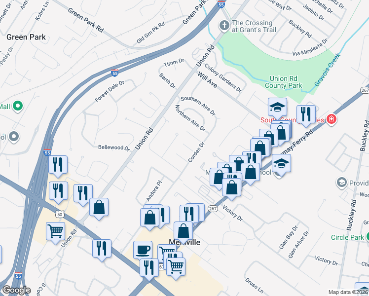 map of restaurants, bars, coffee shops, grocery stores, and more near 3918 Saxon Drive in St. Louis