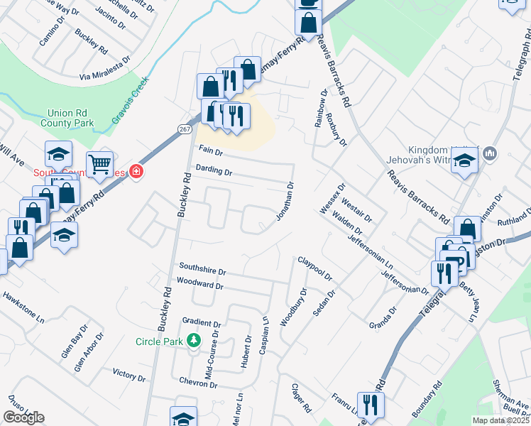 map of restaurants, bars, coffee shops, grocery stores, and more near 112 Buckley Meadows Drive in St. Louis