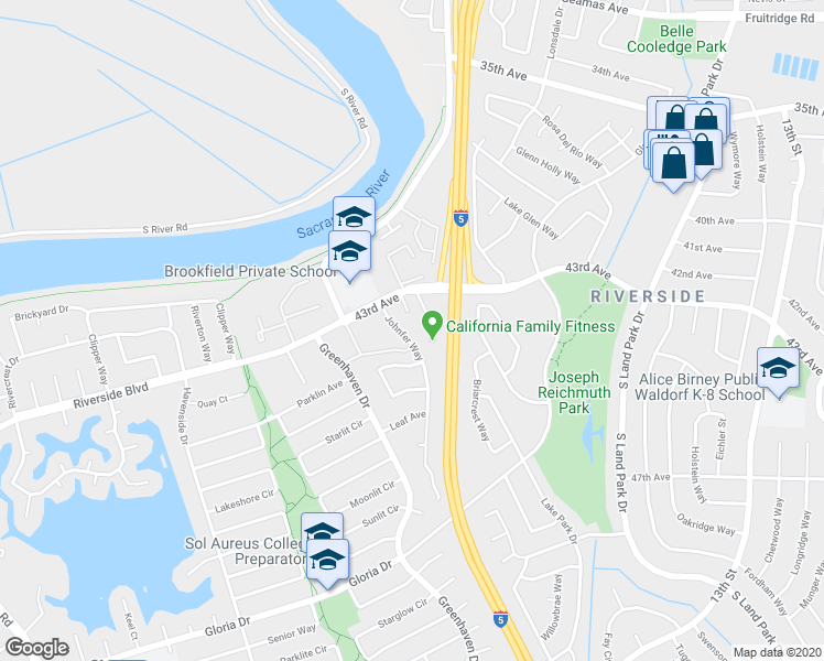 map of restaurants, bars, coffee shops, grocery stores, and more near 915 Johnfer Way in Sacramento