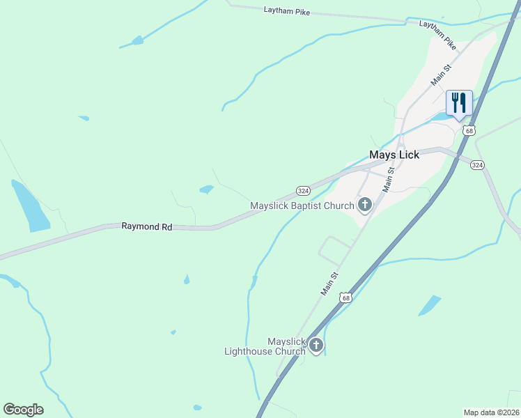 map of restaurants, bars, coffee shops, grocery stores, and more near 5150 Raymond Road in Mayslick