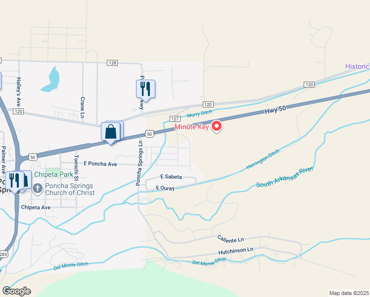 map of restaurants, bars, coffee shops, grocery stores, and more near 9977 U.S. 50 in Salida