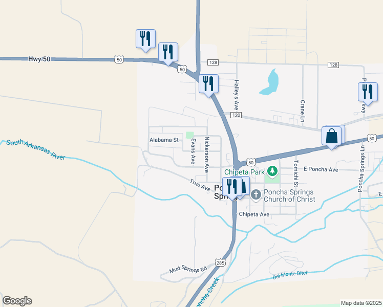 map of restaurants, bars, coffee shops, grocery stores, and more near 95 Evans Avenue in Salida