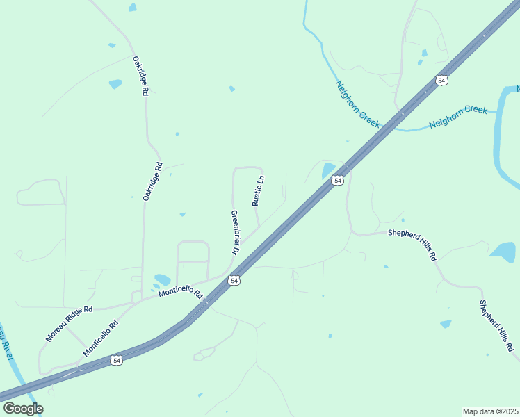 map of restaurants, bars, coffee shops, grocery stores, and more near 3933 Rustic Lane in Jefferson City