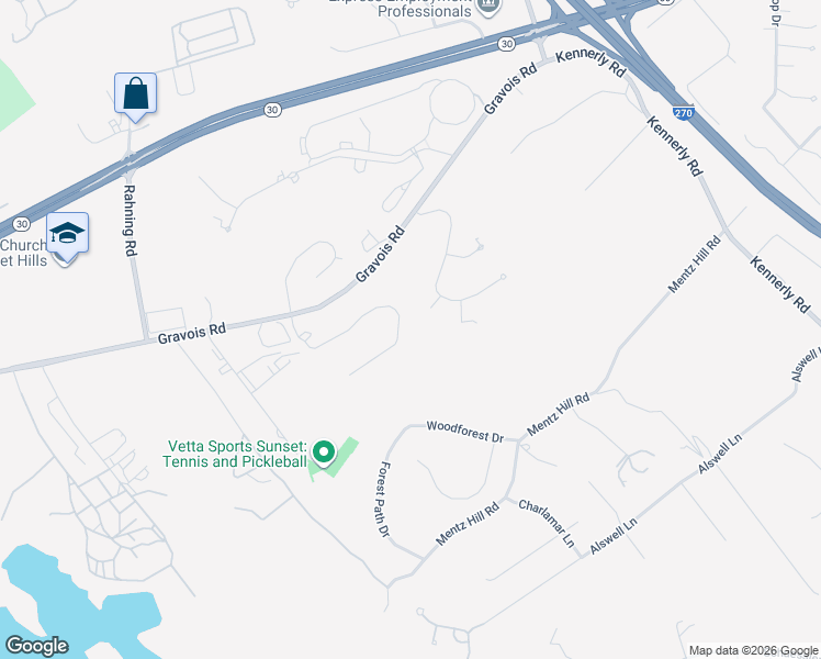 map of restaurants, bars, coffee shops, grocery stores, and more near 11046 Chateau Chura Drive in St. Louis