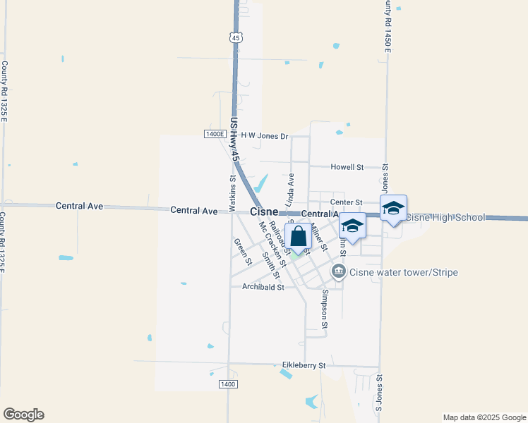 map of restaurants, bars, coffee shops, grocery stores, and more near in Cisne