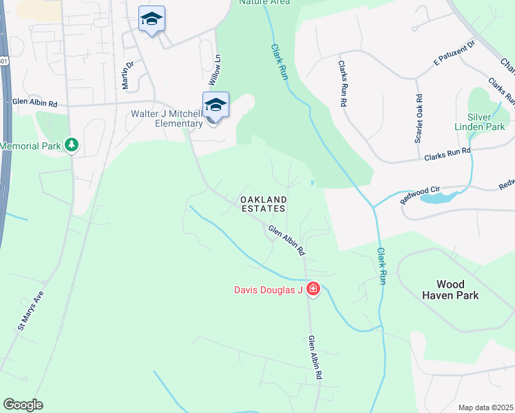 map of restaurants, bars, coffee shops, grocery stores, and more near 7172 Glen Albin Road in La Plata