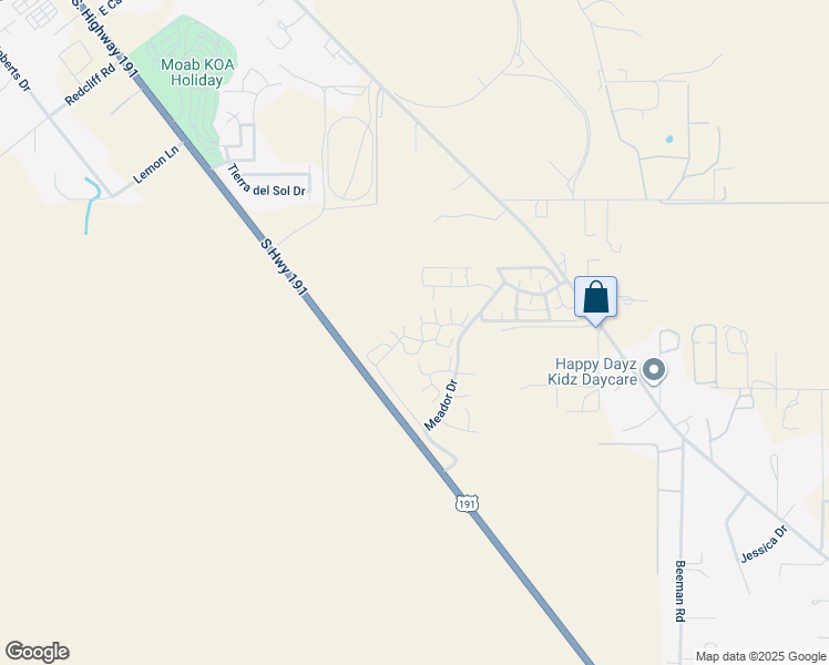 map of restaurants, bars, coffee shops, grocery stores, and more near 3853 South Red Valley Circle in Moab