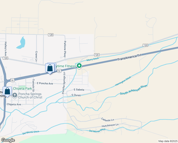 map of restaurants, bars, coffee shops, grocery stores, and more near 9977 U.S. 50 in Salida