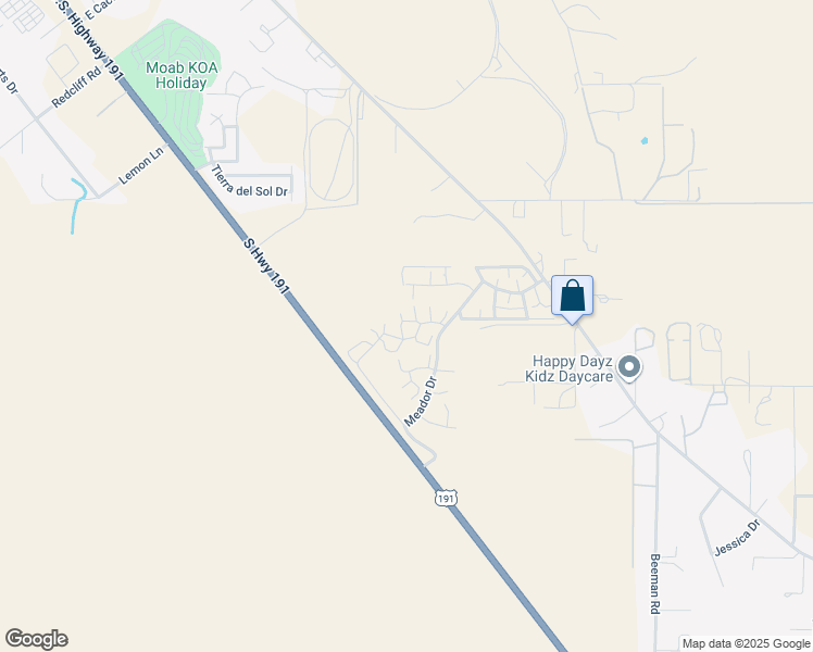 map of restaurants, bars, coffee shops, grocery stores, and more near 3764 Prickly Pear Circle in Moab