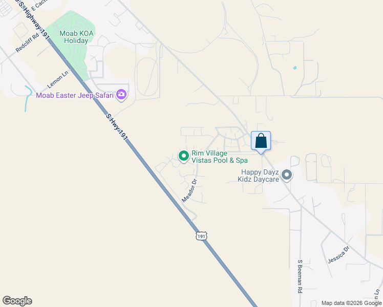 map of restaurants, bars, coffee shops, grocery stores, and more near 3764 Prickly Pear Circle in Moab