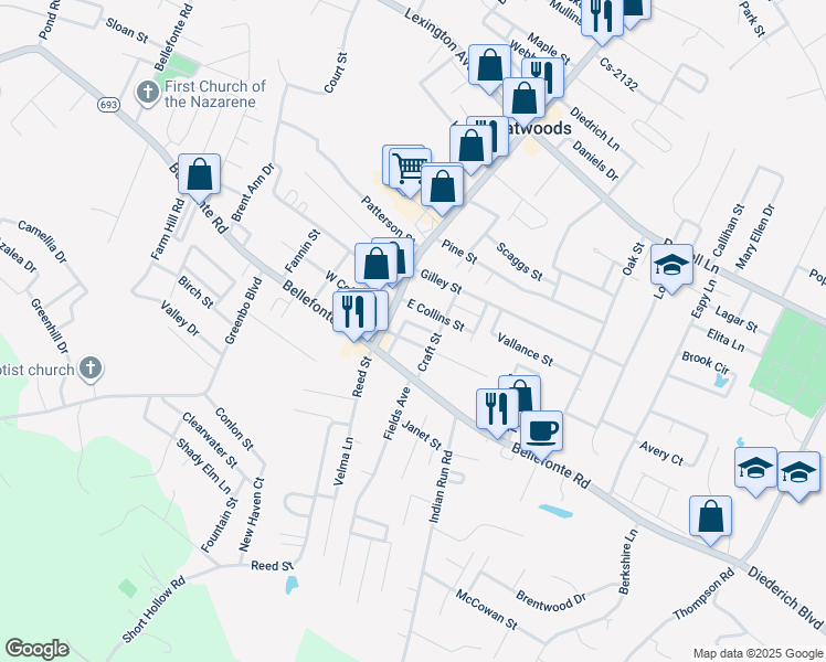 map of restaurants, bars, coffee shops, grocery stores, and more near 2404 Argillite Rd in Flatwoods
