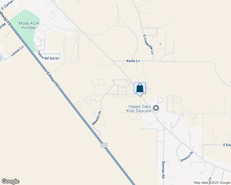 map of restaurants, bars, coffee shops, grocery stores, and more near 3686 South Spanish Valley Drive in Moab