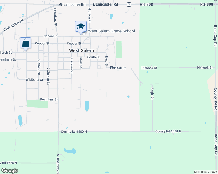 map of restaurants, bars, coffee shops, grocery stores, and more near 400-430 New Street in West Salem