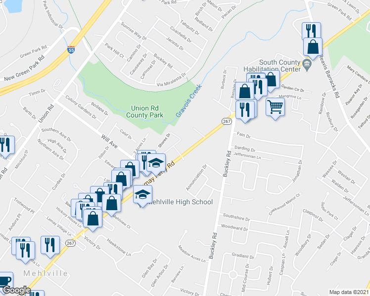 map of restaurants, bars, coffee shops, grocery stores, and more near 2819 Lemay Ferry Road in St. Louis