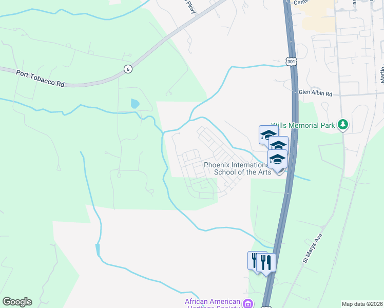 map of restaurants, bars, coffee shops, grocery stores, and more near 17 Mustang Drive in La Plata