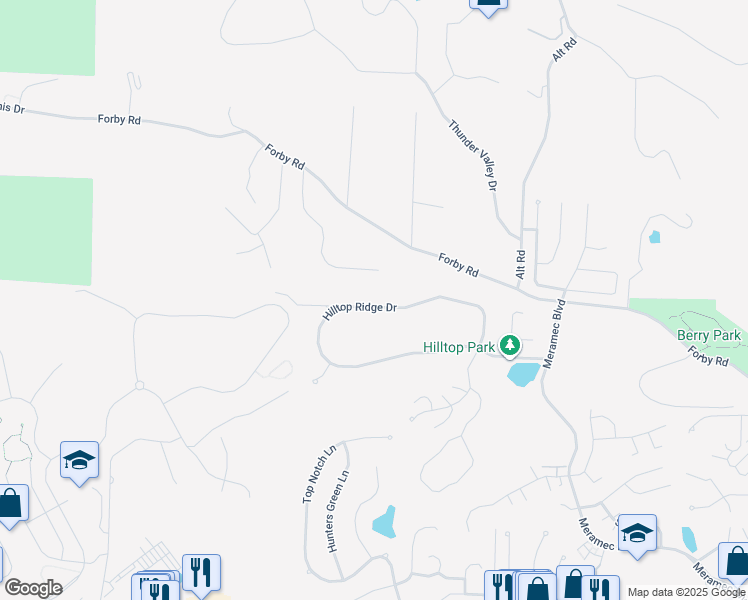 map of restaurants, bars, coffee shops, grocery stores, and more near 17364 Hilltop Ridge Drive in Eureka