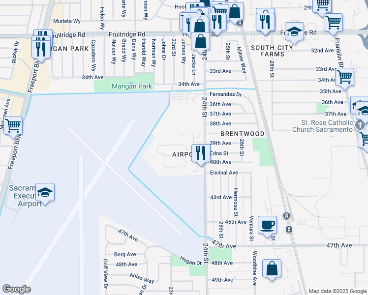 map of restaurants, bars, coffee shops, grocery stores, and more near 2279 Glen Ellen Circle in Sacramento