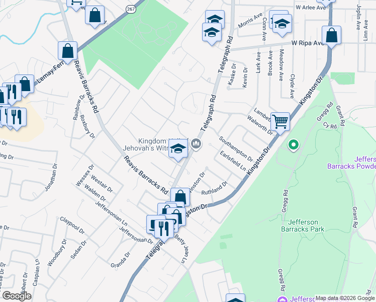 map of restaurants, bars, coffee shops, grocery stores, and more near 605 Demerville Avenue in St. Louis