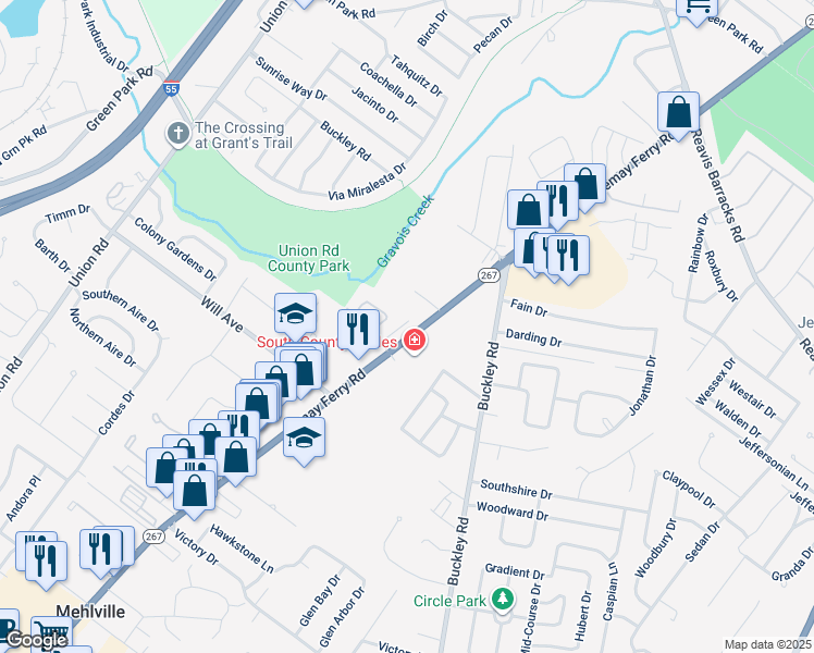 map of restaurants, bars, coffee shops, grocery stores, and more near 2819 Lemay Ferry Road in St. Louis