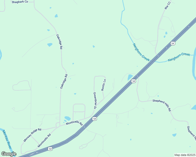 map of restaurants, bars, coffee shops, grocery stores, and more near 3907-3909 Rustic Ln in Jefferson City